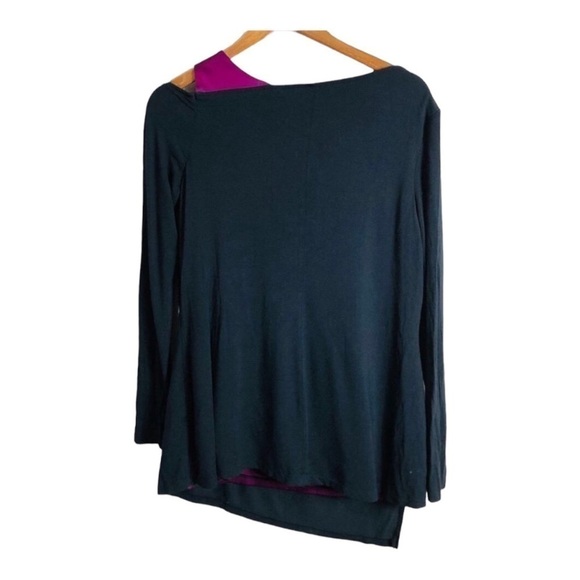 Lysse Black Purple Asymmetrical Long Sleeve Top Medium - Picture 5 of 11